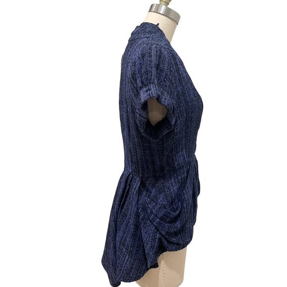 Nanette Lepore Jacket Womens 4 Blue Black Tweed Belted Short Sleeve - Picture 2 of 9